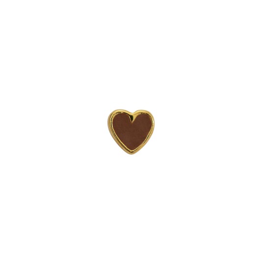 Stine A Jewelry Petit Love Heart Mocha Enamel Gullfarge Brun 3 mm