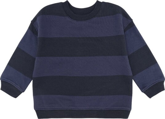 Mango Striped Cotton Blend Sweatshirt   NAVY   116