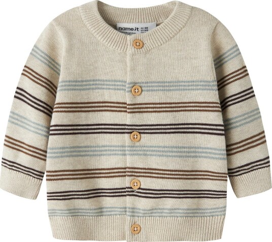 Name It Cardigan - Strikk - NBMRONNYS - Peyote Melange - Name It - 1½ år (86) - Cardigan Beige Brun
