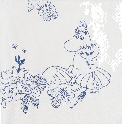 MoominArabia Haru Mummi serviett 33x33 cm 20 stk hvit/blå MoominArabia Haru Mummi serviett 33x33 cm 20 stk hvit/blå