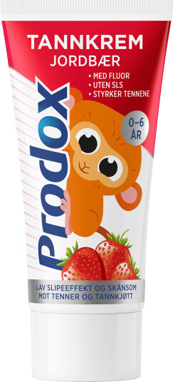 Prodox tannkrem 0-6 år jordbær 50 ml Prodox tannkrem 0-6 år jordbær 50 ml