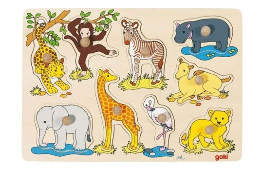 Goki Wooden Bubble Puzzle wild animals 9dlg. Goki Wooden Bubble Puzzle wild animals 9dlg.
