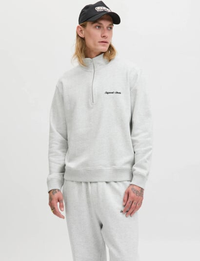 Jack & Jones Jornorrebro Emb Sweat High Neck Noos   Grey   M