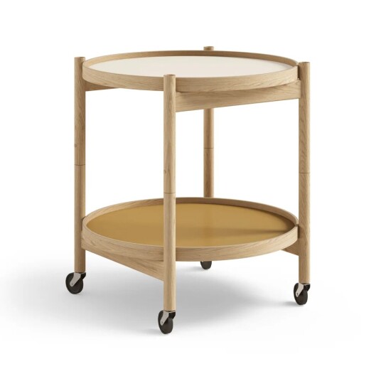 Brdr. Krüger Bølling Tray Table model 50 rullebord sunny, oljet eikestativ