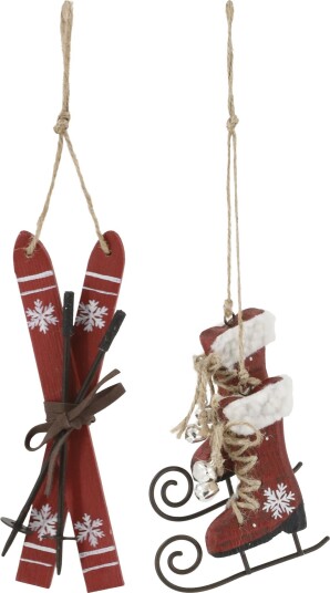 Chic Antique Ornament Ski/Skøyter Rød