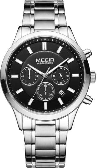 Megir Classic Chrono Silver Black