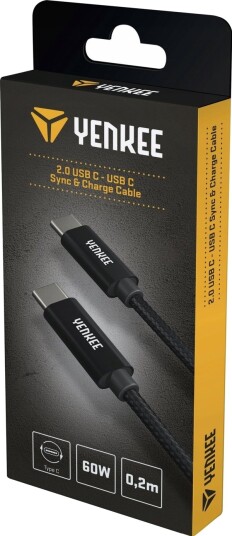 Usb-Kabel Yenkee Usb-C Til Usb-C 0,2 M Svart 35055948 Usb-Kabel Yenkee Usb-C Til Usb-C 0,2 M Svart 35055948