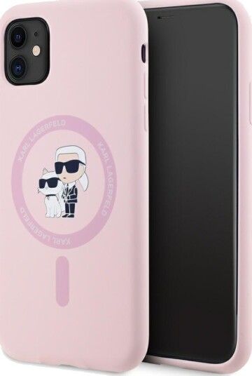 Karl Lagerfeld Silicone Karl&Choupette MagSafe iPhone 11 Case - Pink