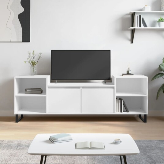 vidaXL TV-benk hvit 160x35x55 cm konstruert tre 8721012113879