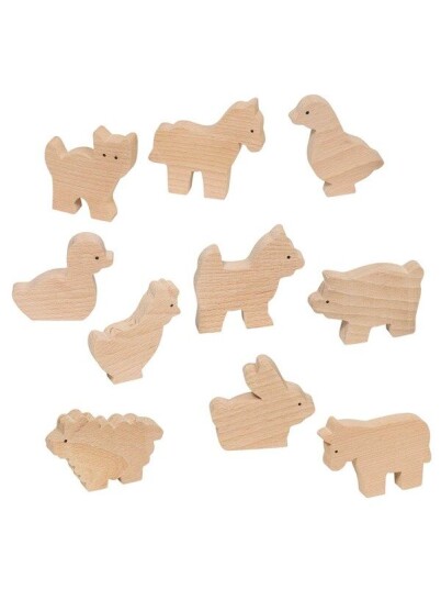 Goki Wooden Farm Animals 10pcs. Goki Wooden Farm Animals 10pcs.