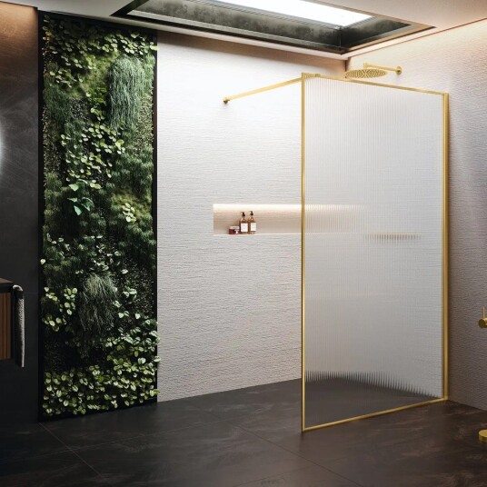 Novellini HP ART Fastvegg 80-140cm Børstet Messing / 120cm Flute Novellini HP ART Fastvegg 80-140cm Børstet Messing / 120cm Flute