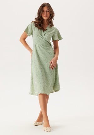 VILA Vilovie S/S Wrap Midi Dress Desert Sage AOP:Flower 40