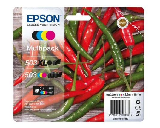 Epson 503 XL Multipack - 4-pack - XL - black yellow cyan magenta - original - ink cartridge - Blekkpatron Blå Epson 503 XL Multipack - 4-pack - XL - black yellow cyan magenta - original - ink cartridge - Blekkpatron Blå