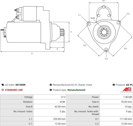AS-PL S0120SR Starter