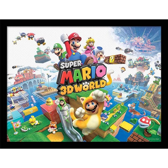 Super Mario Innrammet Bilde 30 x 40 cm 3D World Super Mario Innrammet Bilde 30 x 40 cm 3D World