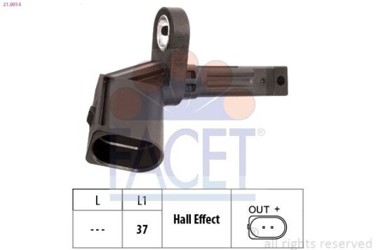 Sensor, ABS FACET 21.0014 Sensor, ABS FACET 21.0014