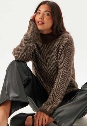 VILA Vilory High Neck L/S KNIT TOP Coffee Bean Pattern:eggnog Mel L VILA Vilory High Neck L/S KNIT TOP Coffee Bean Pattern:eggnog Mel L
