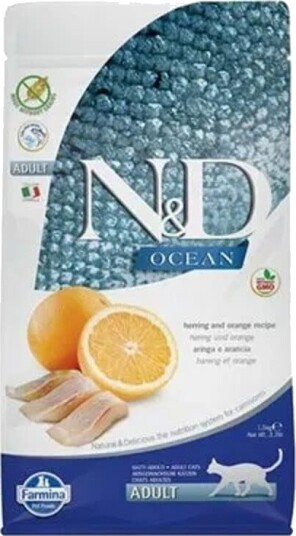 Farmina N&D Ocean 5 kg Tørrfôr til Voksen Katt med Sild og Appelsin