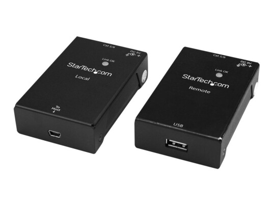 StarTech USB 2.0 Extender Over Cat5e/Cat6, 50m, Metallhus, Høyhastighets USB Adapter Kit - USB2001EXTV