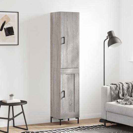 vidaXL Highboard grå sonoma 34,5x34x180 cm konstruert tre 8720845485337