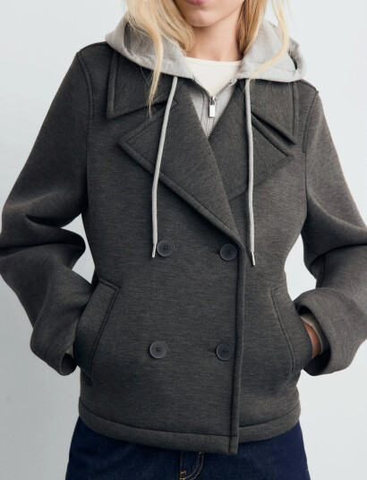 Mango Combined Hooded Jacket - Grey - XS Mango Combined Hooded Jacket - Grey - XS