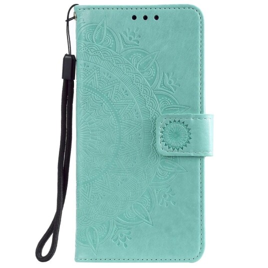 INCOVER Nokia 2.4 Skinn Flip Deksel - Mandala Mønster Cyan