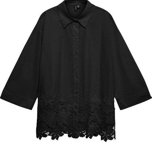 Vero Moda Curve Skjorte Vmcritta Lace 3/4 Shirt Wvn Cur Svart