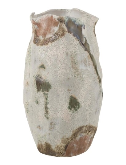 J Line Vase Moon Text Cyl Clay Mix Beige H46CM