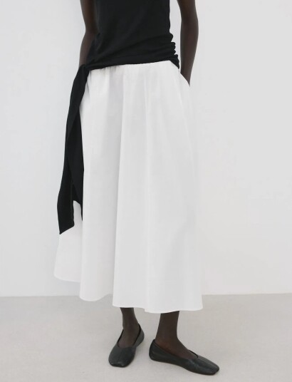 Mango Flared Cotton Skirt   White   L