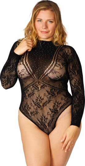 NORTIE Lotus Body med Simili-stein Plus Size - Black - Plus size