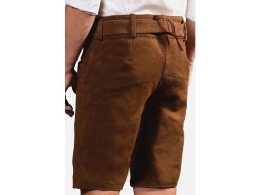 Ægte Lederhosen Med Bælte, Brun