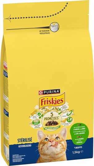 Friskies Tørrfôr Purina Sterilised Cat Med Og Grønnsaker Kylling Lam 1.5 kg