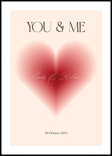 You & Me Romantic Heart Personalized Love print Plakat Plakat / 30x40cm