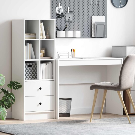 vidaXL Skrivebord med skuff med hylle med lagring 2 pcs Hvit