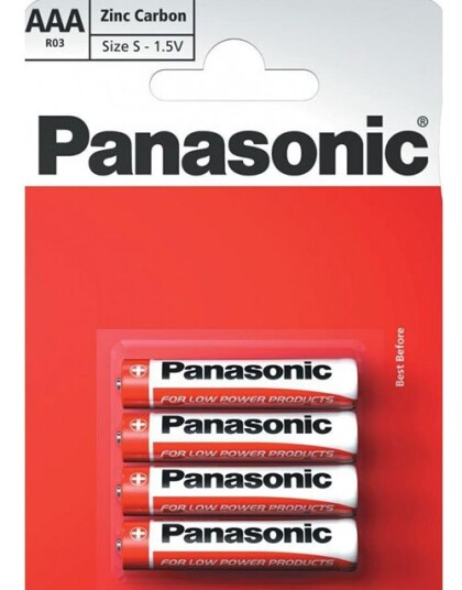 4 stk Panasonic AAA Zink Carbon Batterier