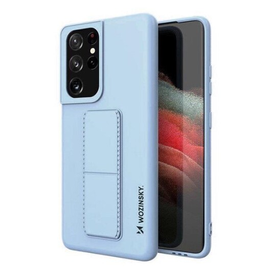 Wozinsky Kickstand Case Silicone Case with Stand Samsung Galaxy S21 Ultra 5G Light Blue