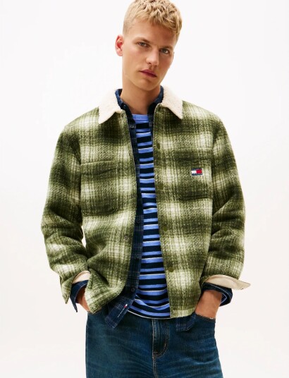 Tommy Jeans Tjm Check Teddy Overshirt Ext Green S Tommy Jeans Tjm Check Teddy Overshirt Ext Green S