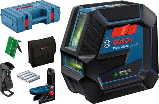 Bosch Kombilaser Gcl 2-50 G Professional I Transportkoffert Med 4 Batterier (Aa), Lasermålplate