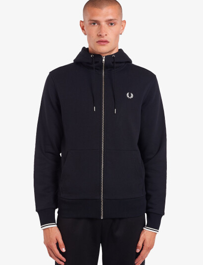 Fred Perry Hooded Zip Sweatshirt - Black - XS Fred Perry Hooded Zip Sweatshirt - Black - XS