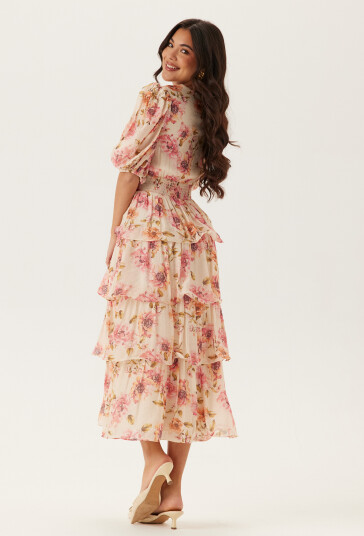 Bubbleroom Balloon Sleeve Flounce Ankle Dress Multi/patterned S Bubbleroom Balloon Sleeve Flounce Ankle Dress Multi/patterned S