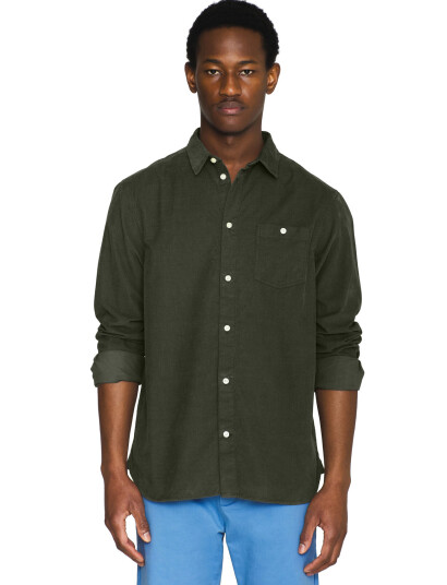 Knowledge Cotton Apparel Organic Cotton Corduroy Shirt Gots - Green - M
