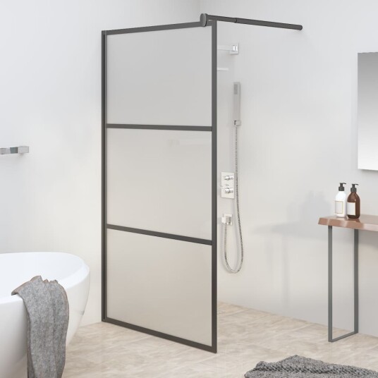 Dusjvegg 115x195 cm frostet ESG-glass svart Dusjvegg 115x195 cm frostet ESG-glass svart