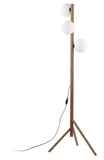 Estera wood gulvlampe 3 lys Valnøtt / Opal