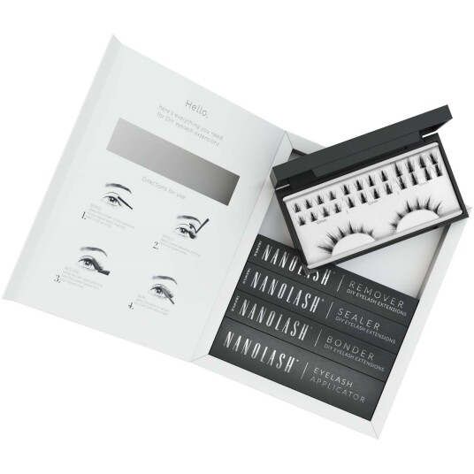 Nanolash_Set Falske Øyevipper 10,12,14Mm Flirty 36Stk. + Øyenvippebinder 5Ml + Vippeforsegling 5Ml + Vippeapplikator 1 Stk. + Øyevippefjerner 5Ml