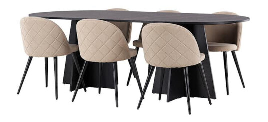 Spisegruppe Venture Home Bootcut Oval med 6 Velvet Stoler