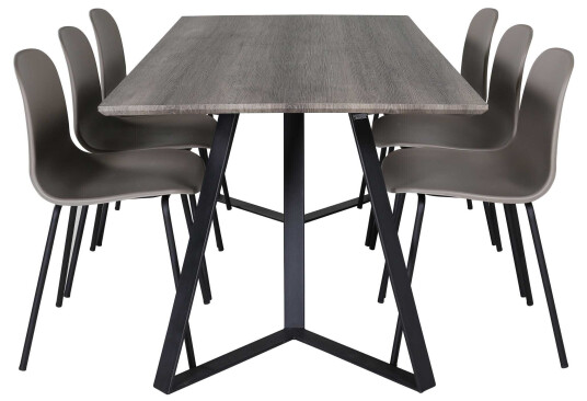 Venture Design Marina & Arctic spisegruppe Grå/khaki 6 st stoler & bord 180 x 90 cm
