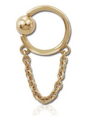 Utgått Gullfarget BCR Piercing med Hengende Lenke 16 x 12 mm