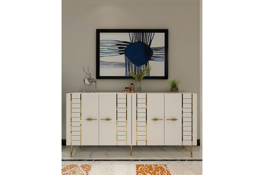 Deylin Konsollbord 150 cm Hvit/Gull