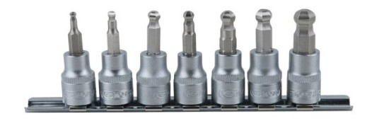 Ks Tools 911.3922, Støpselsett, 3/8", 7 Hoder, Kromvanadiumstål, Din 3120, Iso 1174, 410 G Ks Tools 911.3922, Støpselsett, 3/8", 7 Hoder, Kromvanadiumstål, Din 3120, Iso 1174, 410 G