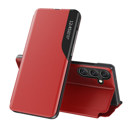 Hurtel Eco Lommebokdeksel med Stativ for Samsung Galaxy S25 Rød